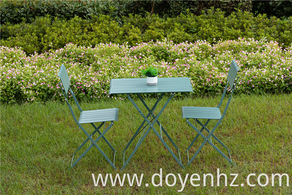 Metal Foldable Outdoor Slatted Table and Chairs 